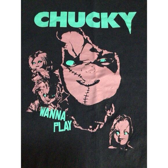Chucky And Tiffany Wanna Play Graphic T shirt Medium - Picture 3 of 6